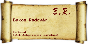 Bakos Radován névjegykártya